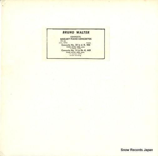 WALTER, BRUNO mozart piano concertos PR-36