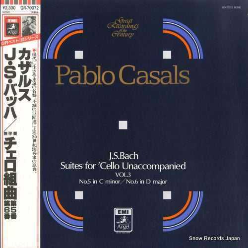 CASALS, PABLO bach; suites for cello unaccompanied vol.3 GR-70072
