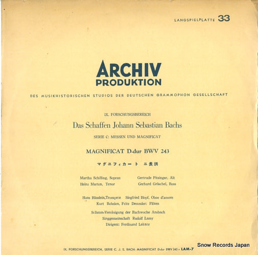 LEITNER, FERDINAND bach; magnificat d-dur bwv 243 LAM-7