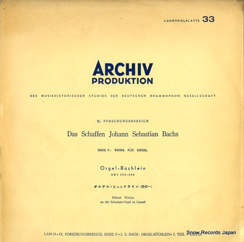 WALCHA, HELMUT bach; orgel-buchlein LAM-18
