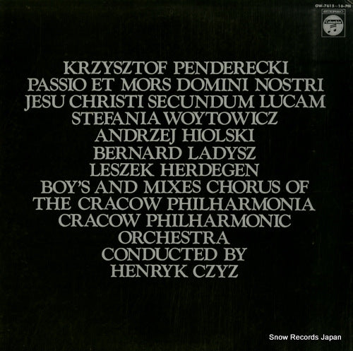 CZYZ, HENRYK penderecki; passio et mors domini nostri OW-7615