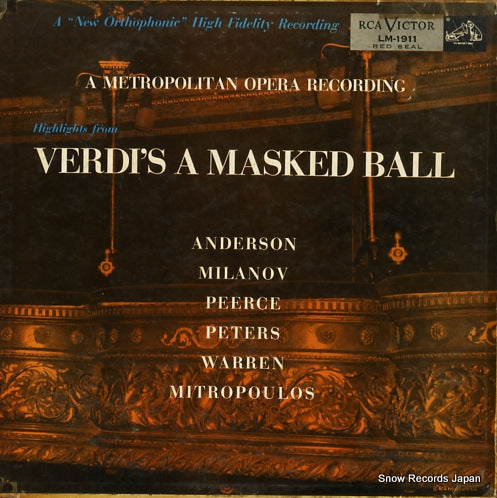 MITROPOULOS, DIMITRI verdi; a masked ball LM-1911