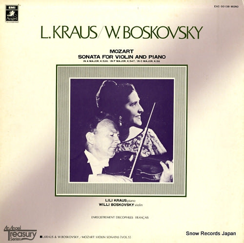 KRAUS, LILI, AND WILLI BOSKOWSKY mozart; sonata for violin and piano vol.5 EAC-30138