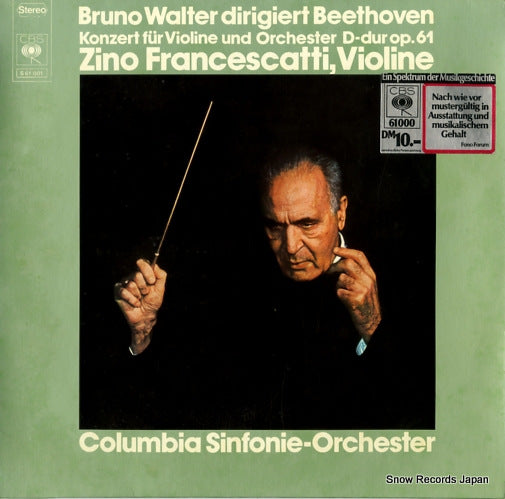 WALTER, BRUNO beethoven; konzert fur violine und orchester d-dur op.61 S61001