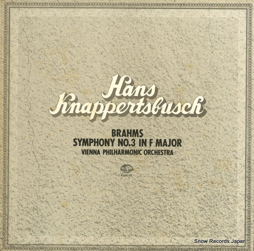 KNAPPERTSBUSCH, HANS brahms; symphony no.3 in f major K20C-55
