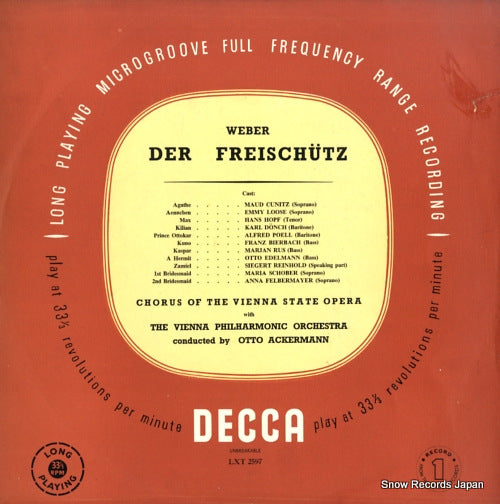 ACKERMANN, OTTO weber; der freischutz LXT2597