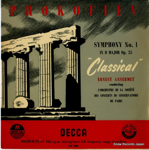 ANSERMET, ERNEST prokofiev; symphony no.1 "classical" LW5096