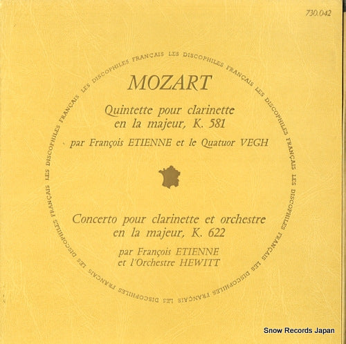ETIENNE, FRANCOIS mozart; concerto en la majeur k.622 730.042