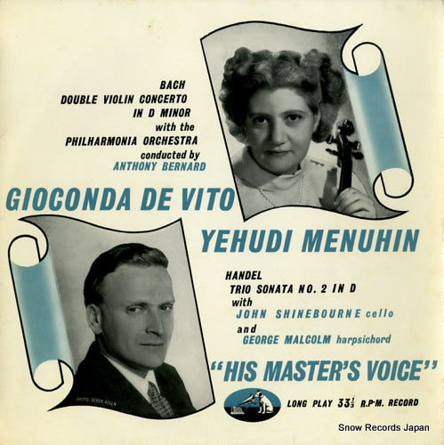 DE VITO, GIOCONDA / YEHUDI MENUHIN bach; double violin concerto in d minor BLP1046
