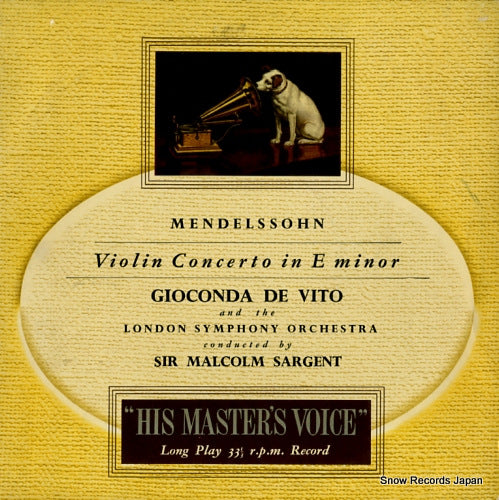 DE VITO, GIOCONDA mendelssohn; violin concerto in e minor BLP1008