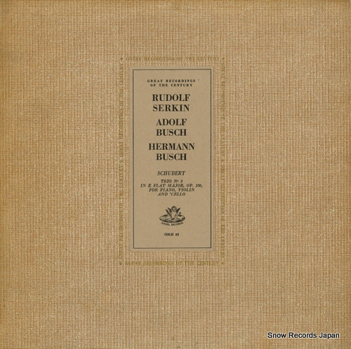 SERKIN, RUDOLF schubert; trio no.2 for piano, violin and cello COLH43