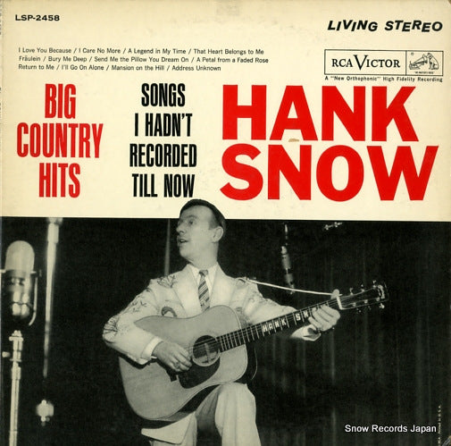 SNOW, HANK big country hits / songs i hadn't recorded till now LSP-2458