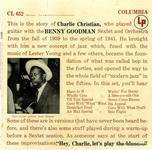 CHRISTIAN, CHARLIE charlie christian with the benny goodman sextet and orchestra CL652