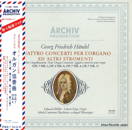 MULLER, EDUARD / VALERIE KAGI handel; quattro concerti per l'organo ed altri stromenti 198486