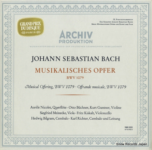 RICHTER, KARL bach; musikalisches opfer bwv1079 198320