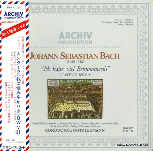 LEHMANN, FRITZ bach; ich hatte viel bekummernis 2533027