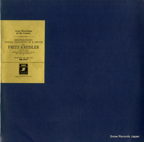 KREISLER, FRITZ mendelssohn; violin concerto in e minor GR-2177