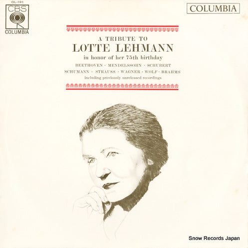 LEHMANN, LOTTE a tribute to lotte lehmann OL-191