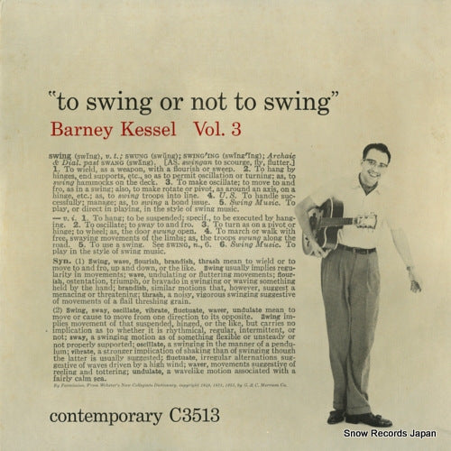 KESSEL, BARNEY to swing or not to swing / barney kessel vol.3 C3513