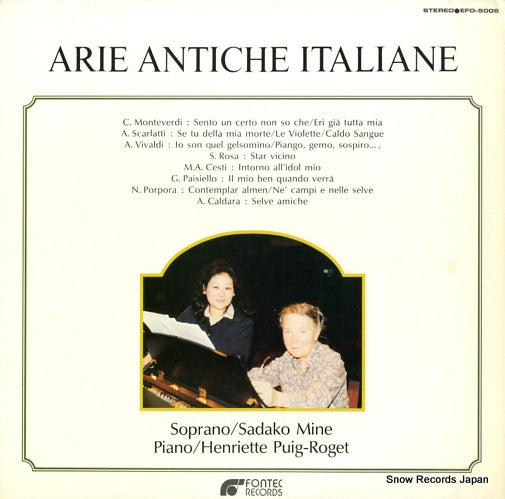 MINE, SADAKO / HENRIETTE PUIG-ROGET arie antiche italiane EFO-5006
