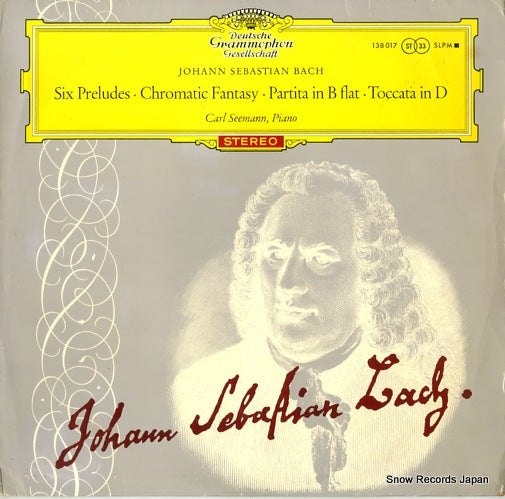 SEEMANN, CARL bach; six preludes/chromatic fantasy 138017