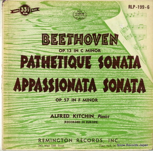 KITCHIN, ALFRED beethoven; pathetique sonata/appassionata sonata RLP-199-6
