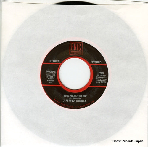 WEATHERLY, JIM the need to be E-1969-S