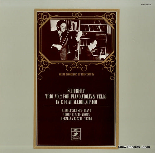 SERKIN, RUDOLF schubert; trio no.2 for piano, violin & cellos GR-2243