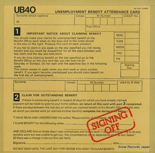 UB40 signing off AW-1054