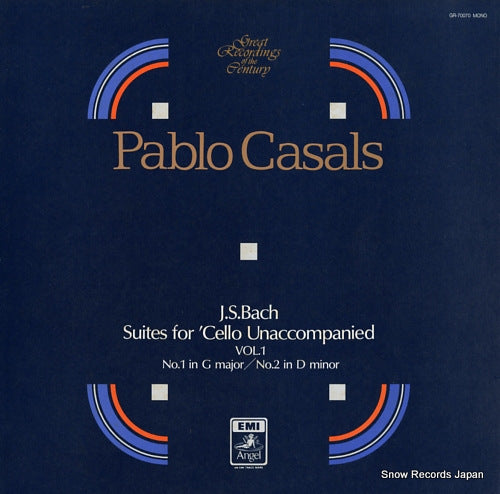 CASALS, PABLO bach; suites for cello unaccompanied vol.1 GR-70070