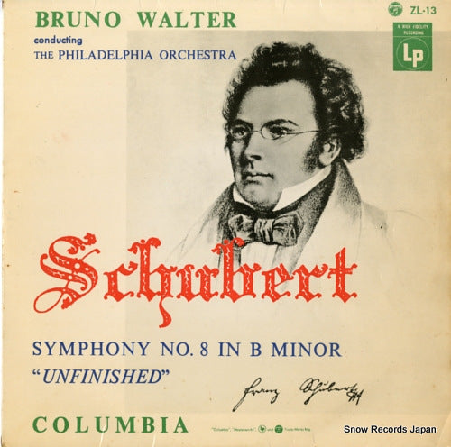 WALTER, BRUNO schubert; symphony no.8 in b minor unfinished ZL-13