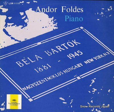 FOLDES, ANDOR bela bartok 1881-1945 LGM-1118