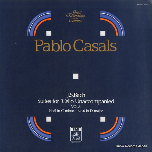 CASALS, PABLO bach; suites for cello unaccompanied vol.3 GR-70072