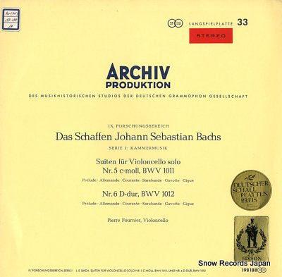FOURNIER, PIERRE das schaffen johann sebastian bachs 198188