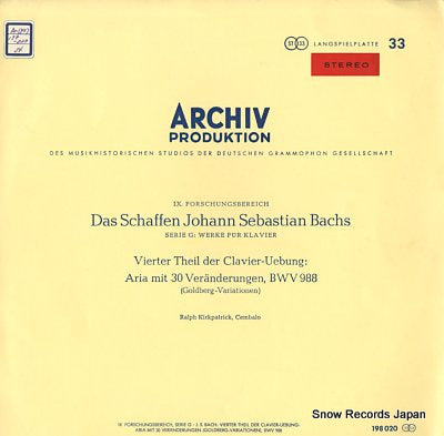 KIRKPATRICK, RALPH bach; das schaffen johann sebastian bachs 198020