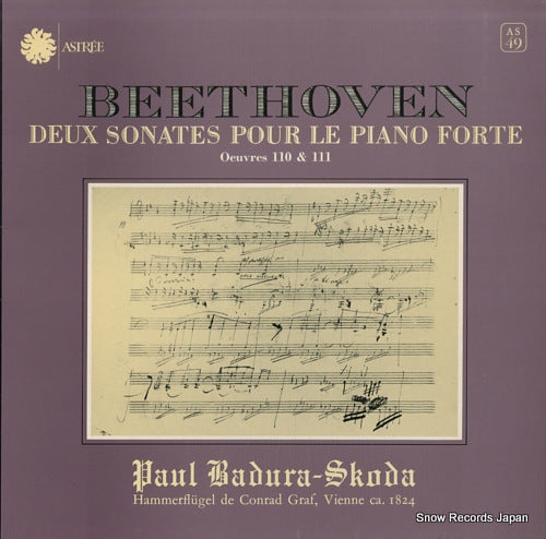 BADURA-SKODA, PAUL beethoven; deux sonates pour le piano forte AS49