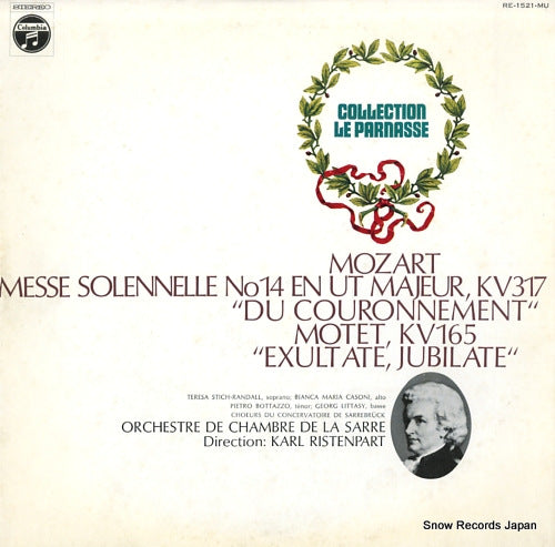 RISTENPART, KARL mozart; messe solennelle no.14 "du couronnement" RE-1521-MU