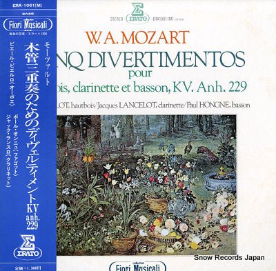 PIERLOT, PIERRE mozart; cinq divertimentos pour instruments a vent ERA-1061(M)