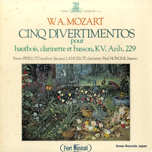 PIERLOT, PIERRE mozart; cinq divertimentos pour instruments a vent ERA-1061(M)