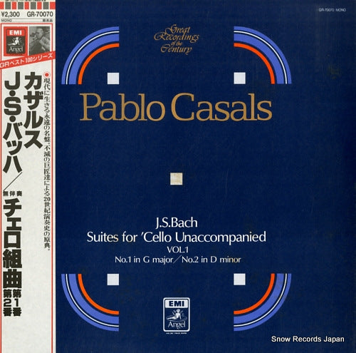 CASALS, PABLO bach; suites for cello unaccompanied vol.1 GR-70070