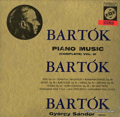 SANDOR, GYORGY bartok; piano music vol.iii VBX427
