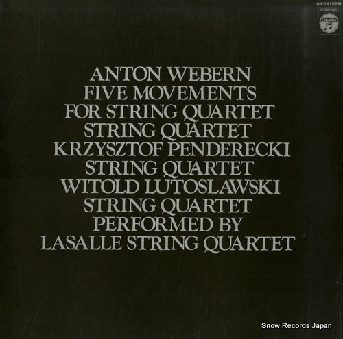 LASALLE-QUARTETT webern; five movements for string quartet OW-7575-PM