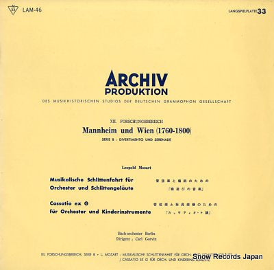 GORVIN, CARL leopold mozart; musikalische schlittenfahrt LAM-46