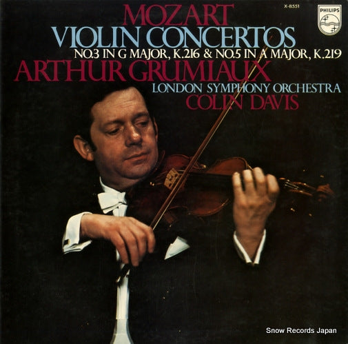 GRUMIAUX, ARTHUR mozart; violin concertos no.3 & no.5 X-8551