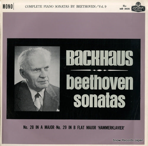 BACKHAUS, WILHELM beethoven; complete piano sonatas=vol.9 MR5106
