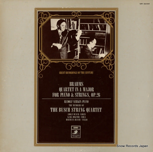 SERKIN, RUDOLF brahms; quartet in a major for piano & strings GR-2239
