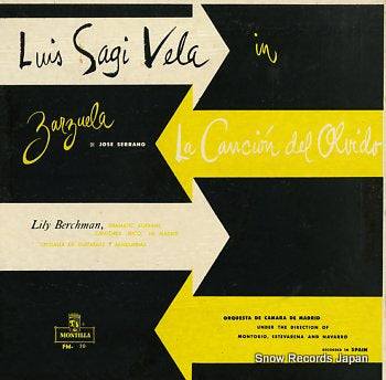 VELA, LUIS SAGI jose serrano; la cancion del olvido FM-20