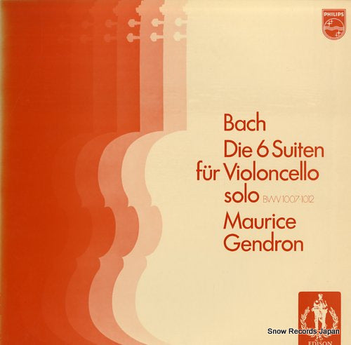 GENDRON, MAURICE bach; die 6 suiten fur violoncello solo 13PC-143