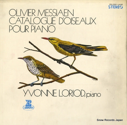 LORIOD, YVONNE messiaen; catalogue d'oiseaux pour piano OS-2561-4-RE