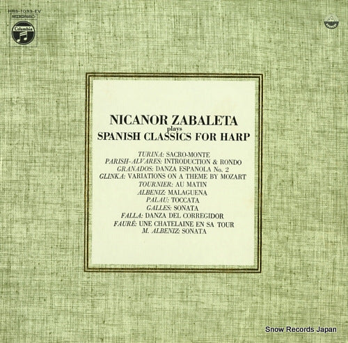 ZABALETA, NICANOR plays spanish classics for harp HRS-1033-EV